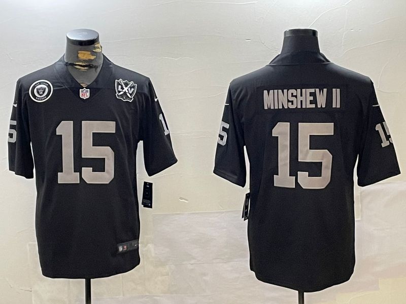 Men Oakland Raiders #15 Minshew ii Black 2024 Nike Limited NFL Jersey style 4->oakland raiders->NFL Jersey